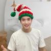 Crochet Christmas Santa Caps with Stripe Formal Event Santa Hats Festival Props Furry Warm Hat for Holiday Gathering Party