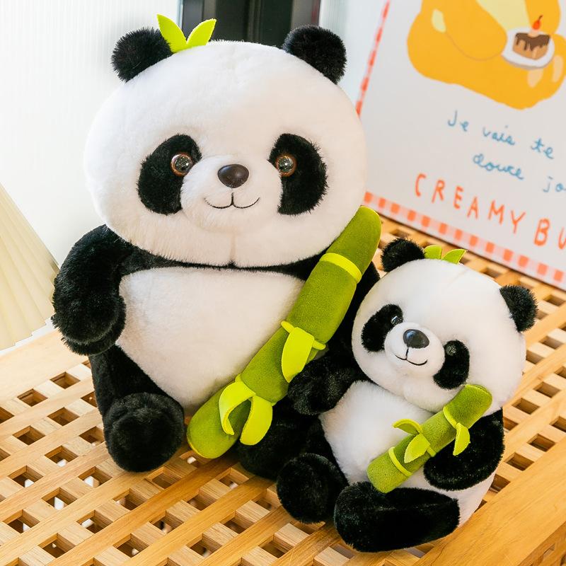 Simulation bamboo tube giant panda doll panda hall souvenir doll plush toy bamboo shoots panda mascot