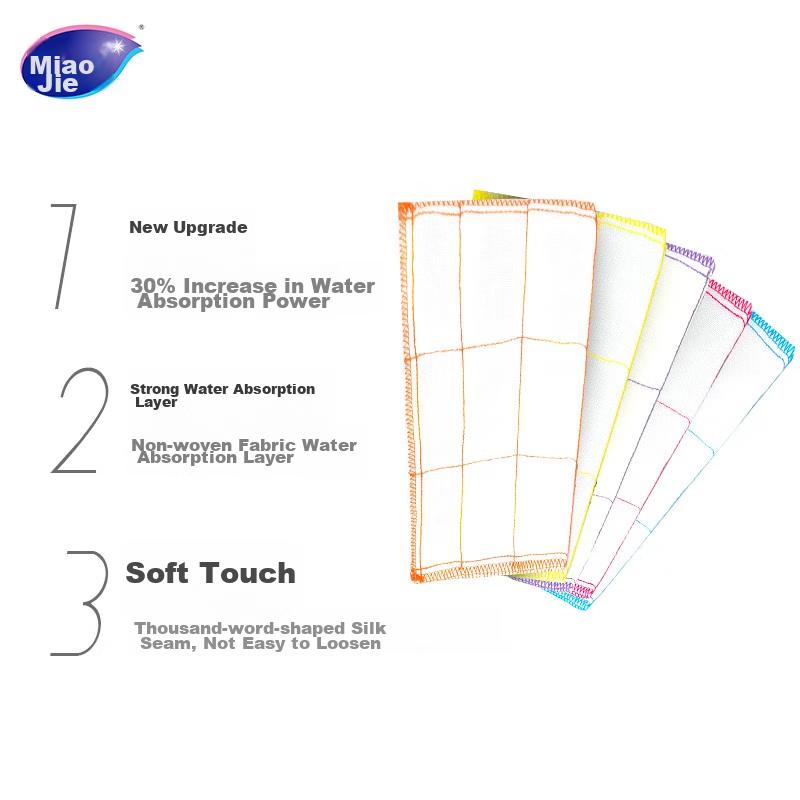 MIAOJIE Soft Cotton Cleaning Cloth, 30*30cm, 5-Pack, Absorbent And Oil-Resistant, Kitchen Wiping Cloth, Household Dishwashing Towel