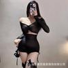 Sexy Lingerie Women's Uniform Sexy Purple Mesh See-through Pajamas Hip Skirt Pure Desire Internet Celebrity Drawstring Folds