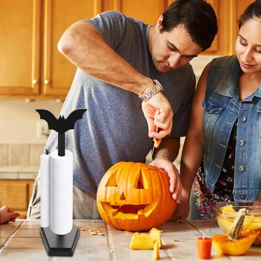Acrylic Halloween Paper Towel Stand Gothic Paper Towel Rack Useful Bat Tissue Holder  Countertop