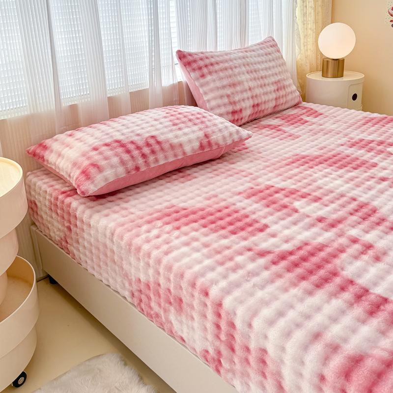 

Warm Thick Bed Sheet Fluffy Plush Fitted Bed Sheet Cartoon Long Hair Fleece Bed Cover for Single/Queen/King Size 120x200cm