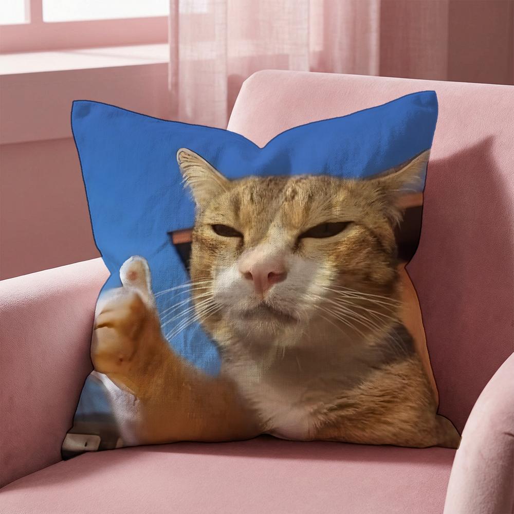 Pet Cat Funny memes Cushion Cover Multi-Scene Pillow Cover for Home & Car - Reversible, Soft & Durable for Daily Use