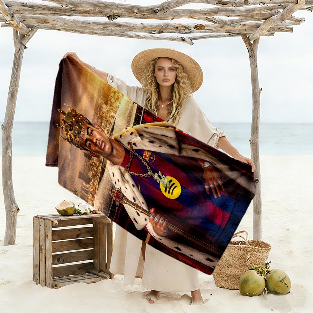Lamine Yamal Brazilian Footballer Trophy Beach Towel High Absorbency & Quick-Dry Comfortable Lightweight
