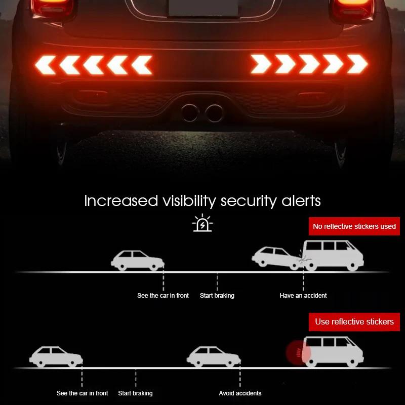 10 Pcs/Set Reflective Arrow Sign Tape Warning Safety Sticker for Car Bumper Trunk Reflector Hazard Tape Motorcycle Accessories