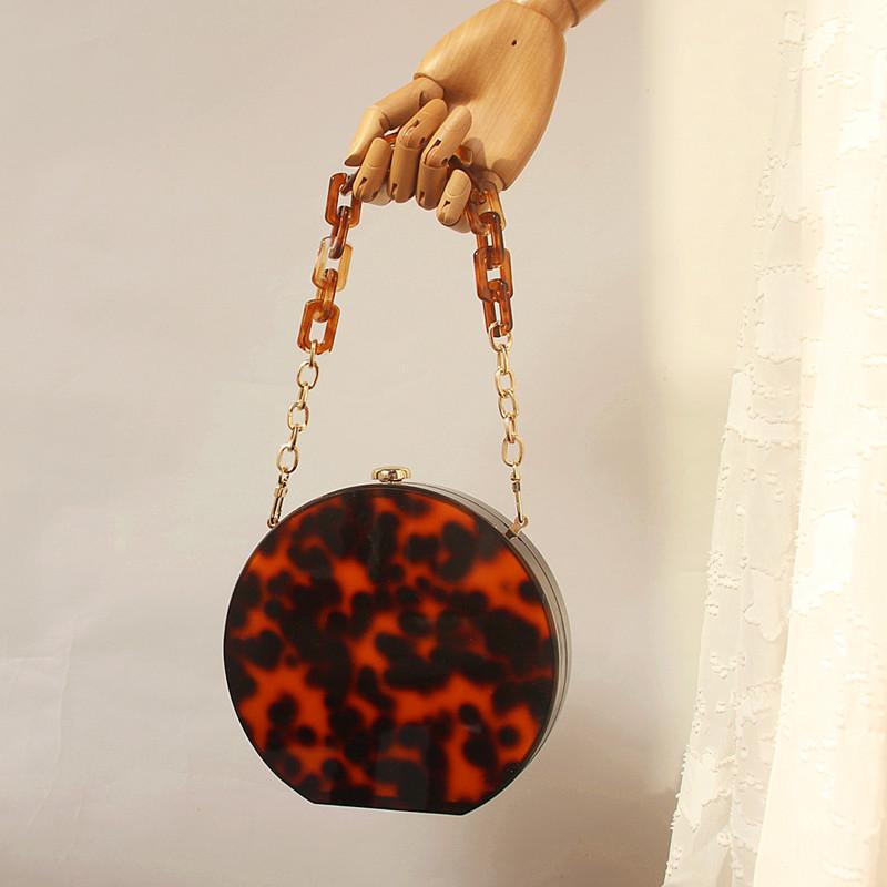 New Fashion Woman Handbag Accessory Chain Detachable Replacement Leopard Amber Green Color Strap Women DIY Clutch Resin Chain