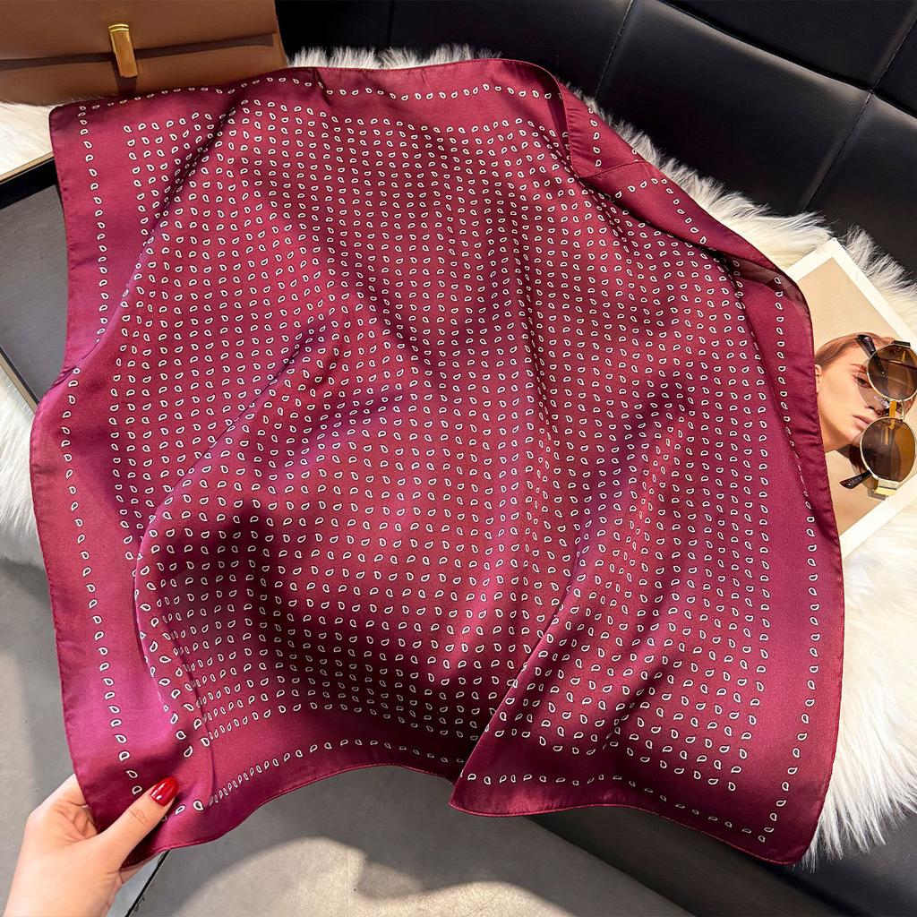 Spring Small Silk Scarf Korean Version Imitation Silk Scarf Women'S Retro Decorative Square Scarf Small Scarf Tied Bag Ribbon