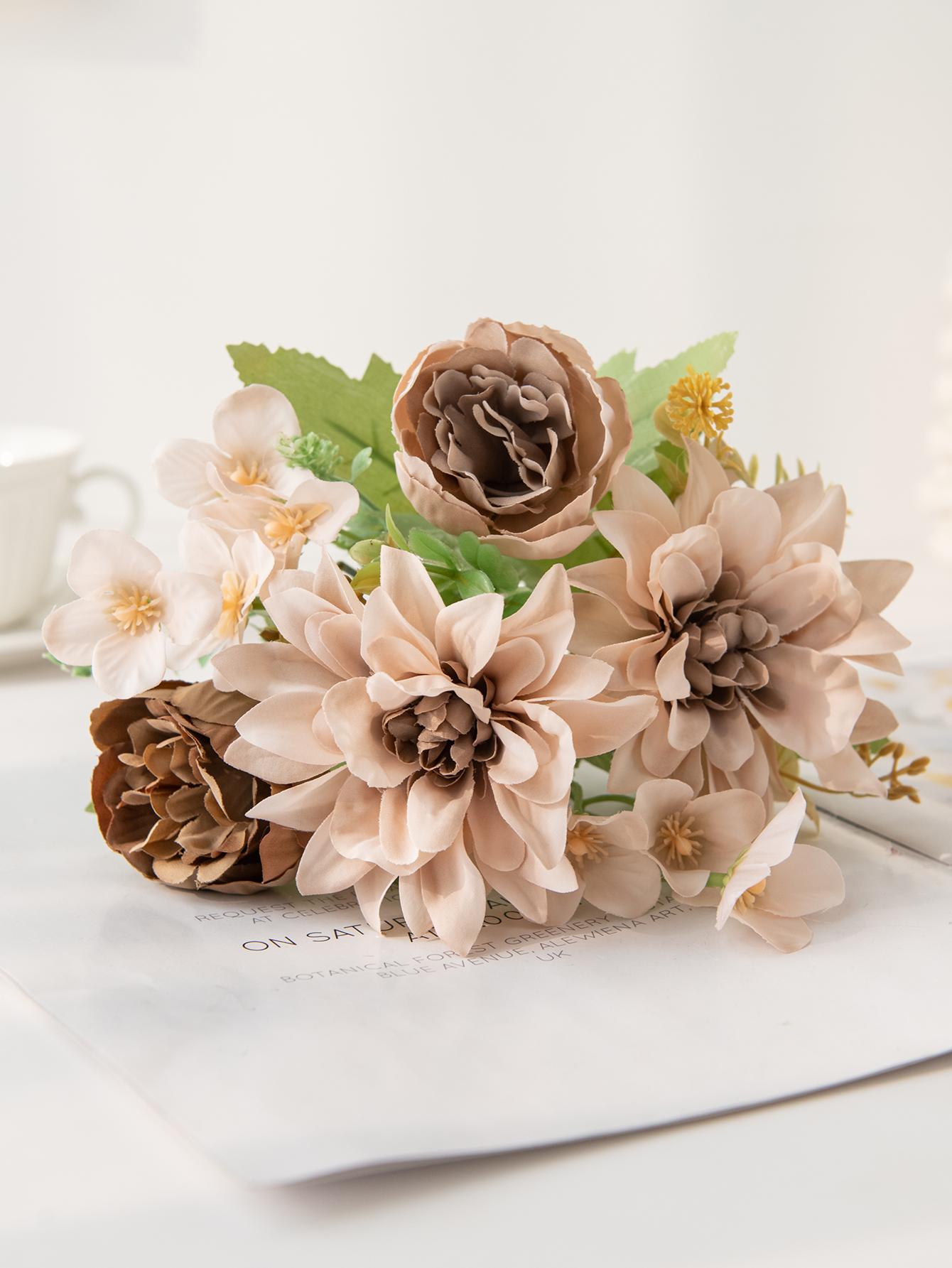 

Artificial Flowers Silk Dahlia Peony High Quality Festival Wedding Wreath Bridal Bouquet Home Room Dining Table Diy Gift Decora 1 pc