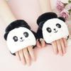 Winter Warme Handschuhe Flauschige Tier-Fäustlinge Plüsch-Panda Halbfingerhandschuhe mit Klappdeckel Warme Handschuhe für Kaltes Wetter