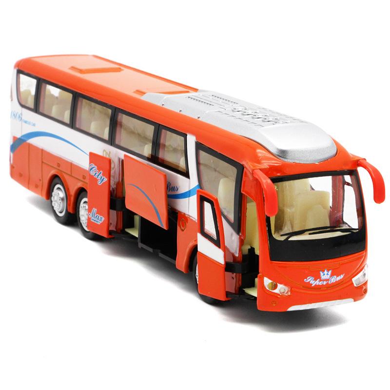 Passenger Bus Model Simulation Alloy Pull Back Car Model Collection Ornaments Children's Toys Diecast Car Fun Toys For Boys