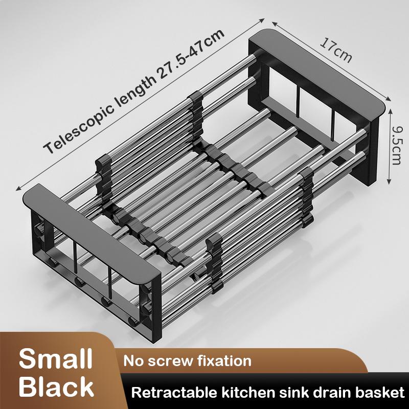 Retractable Drain Basket For Kitchen Sink Storage Basket For Washing Fruits And Vegetables Multifunctional Drain Rack