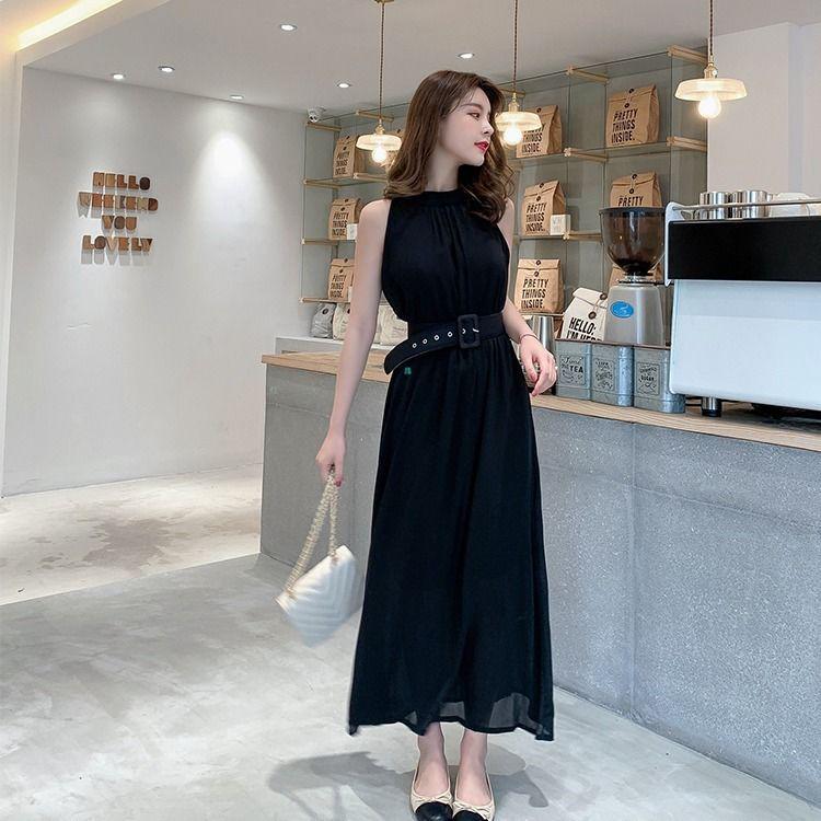 Women's Slimming Chiffon Sleeveless Dress - 2025 Korean Style Summer Beach Skirt