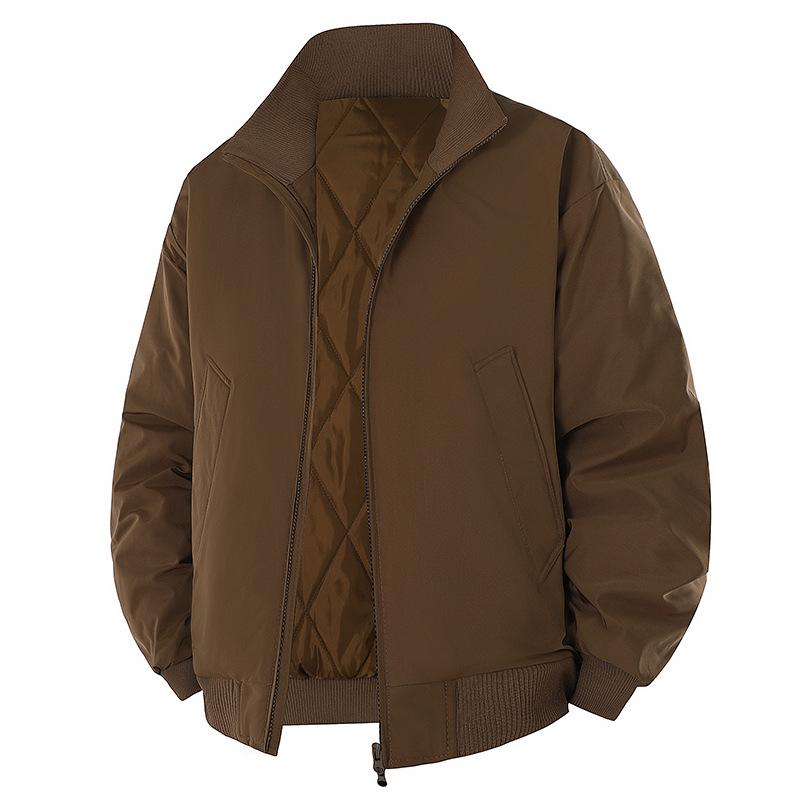 Veste d'aviateur d'hiver pour homme à col montant - Vêtement d'extérieur décontracté ample épaissi en coton