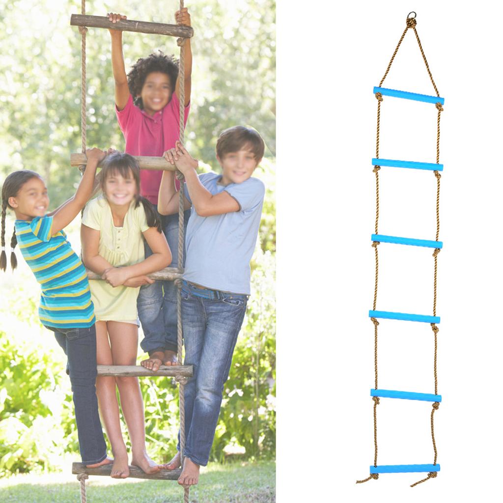 Outdoor Plastik Sechs Abschnitte Kinder Kletterseil Leiter Spielzeug Trainingsgerät (blau)
