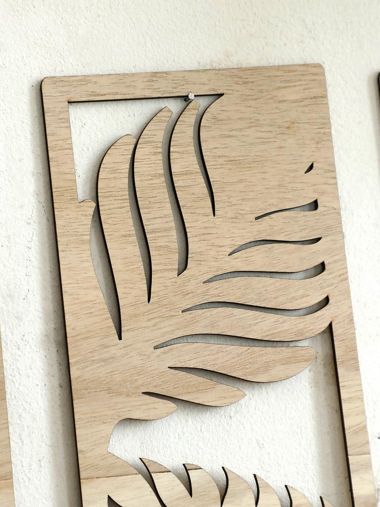 3 Stück Holz Kunst Wanddeko Boho Blatt Schild Wandakzent Rustikal Palmblatt Holz Wandbehang Skulptur Vintage Tropische Pflanze Deko