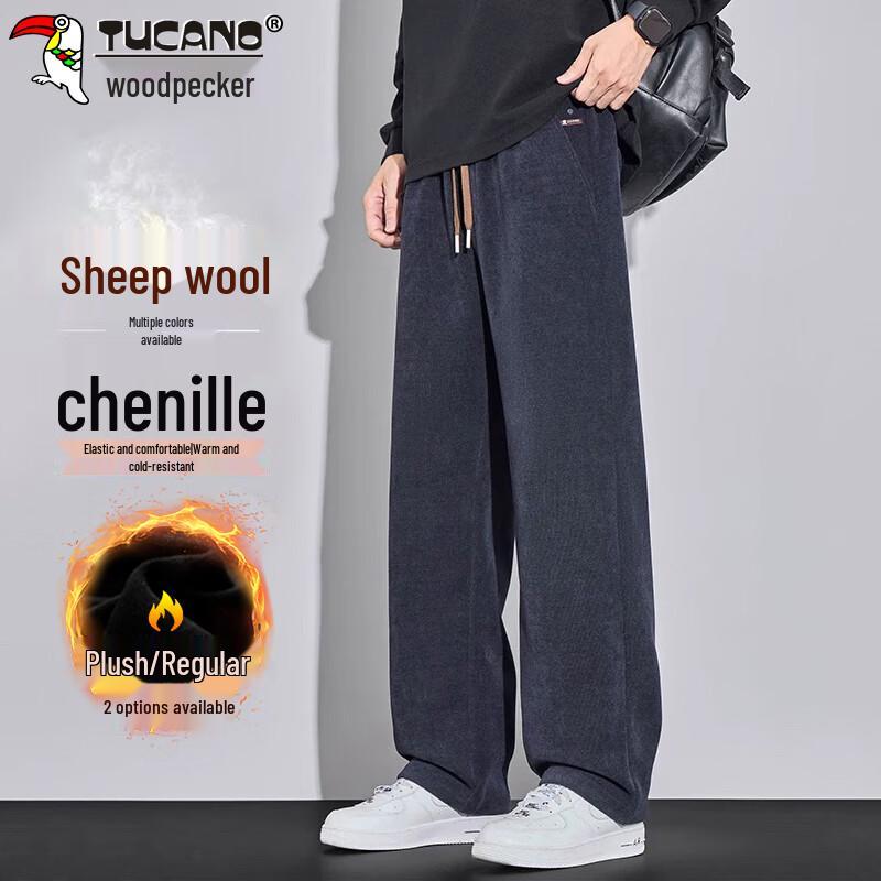 

TUCANO Men s Winter Chenille & Sheep Wool Blend Loose Straight Casual Pants XL