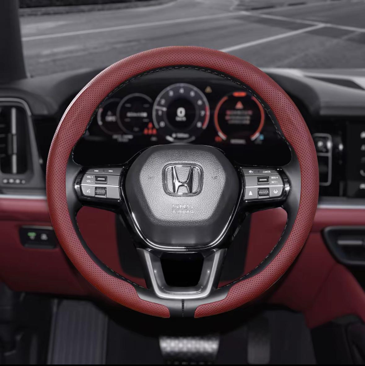 

38cm Car Steering Wheel Anti-slip Wheel Cover Carbon Fibre For Honda Civic Fit Jazz Accord Pilot CRV Odyssey Passport City HRV