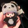 Cute Cartoon Furry Crystal Keychain Monkey Style Key Ring For Girls