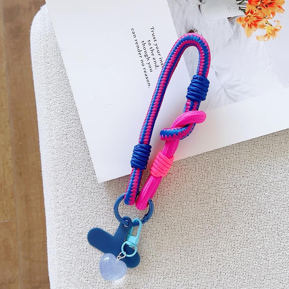 Korea Universal Braided Mobile Phone Lanyard Strap Love pendant Hanging Chain Ring Cord Patch Wrist Strap Cell Phone Detachable