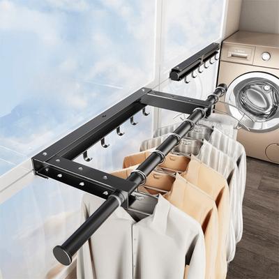 Stainless Steel Telescopic Clothes Rack Wall Mounted Punch-free Clothes Drying Rack Adjustable Length Clothes Hanger Home