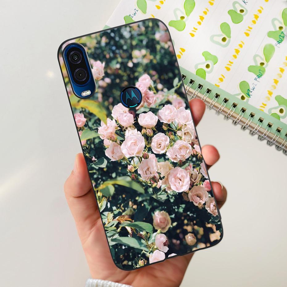 

For Motorola Moto One Vision Phone Case Cute Flower Cat Painted Soft Silicone Cover For Motoroal Moto One Macro MOTO One 5G Moto One 5G светло-зеленый