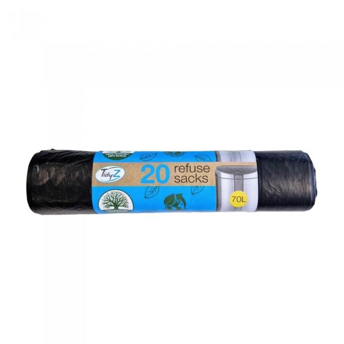Tidyz 70L Plain Bin Bags (Pack of 20) One Size noir