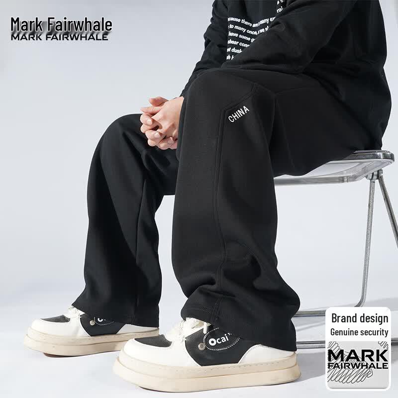 MARK FAIRWHALE Men s Embroidered Wide-Leg Sweatpants M чёрный