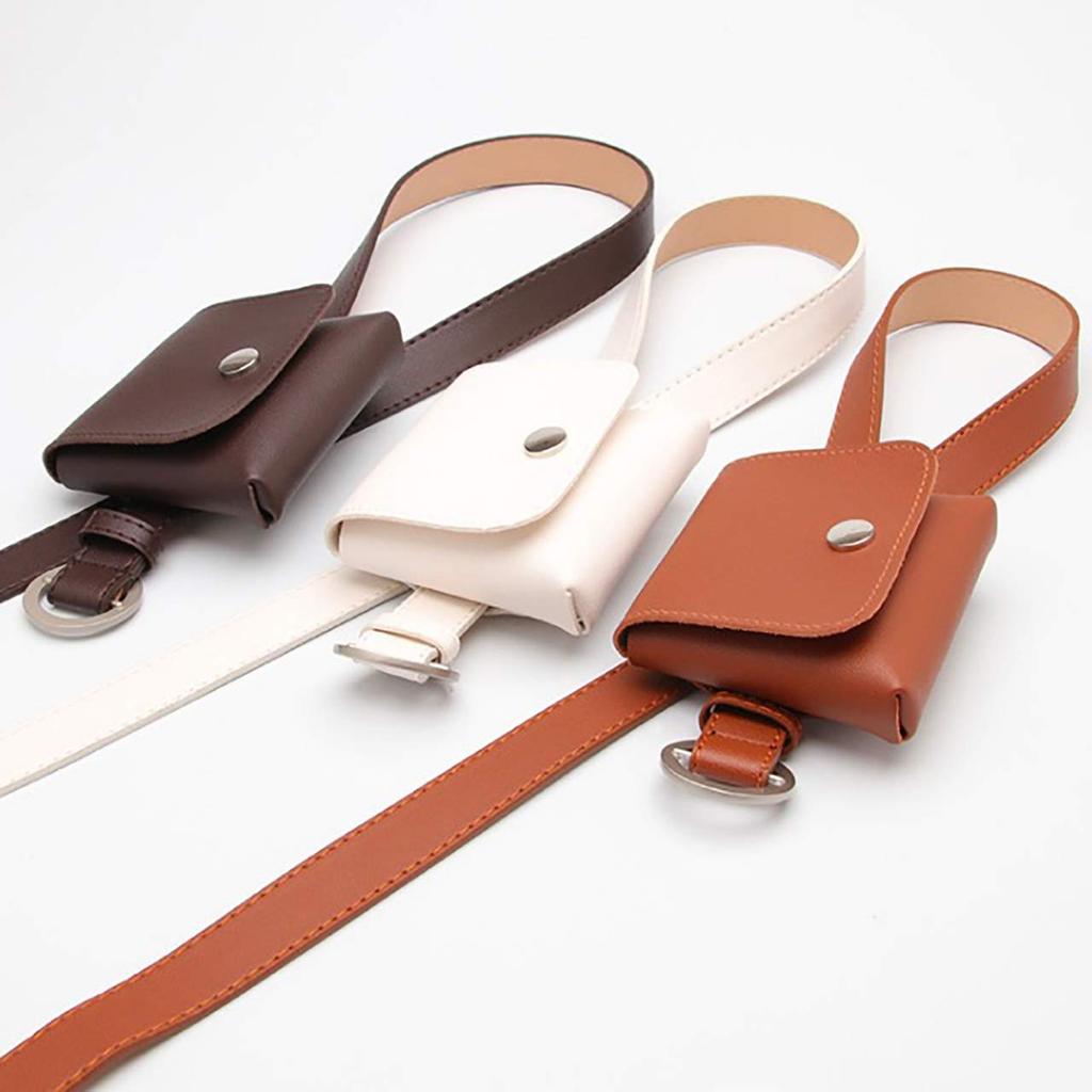 BUZZxSELECTION Leather Waist Pouch Bag with Belt Accessory LBT076 Women's Buckle, 2-Way Case, (03 Black)