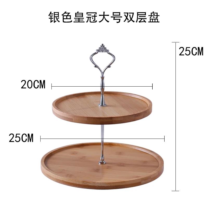 

Natural Bamboo Tray Creative Double Layer Fruit Bread Plate Living Room Household Tableware Afternoon Tea Snack Cake Stand