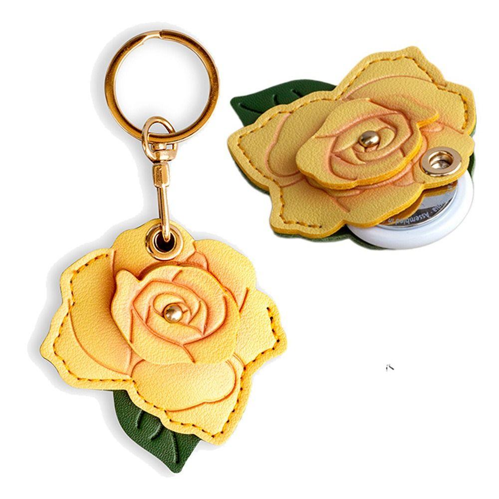 Metal Key Ring Access Card Protective Case PU Leather Flower Backpack Pendant  Valentine's Day gift