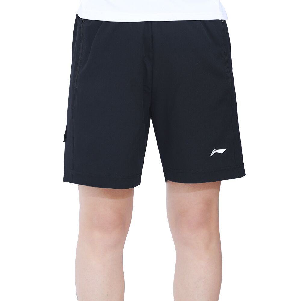 Li Ning Badminton Series Solid Color Logo Sports Straight Leg Shorts Men shorts Black AAPT549-1