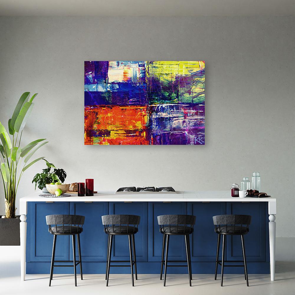 Canvas Print, Hand Painted Colourful Abstraction