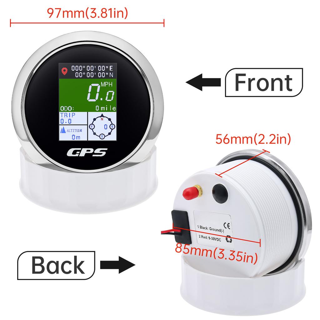 HD 52MM/85MM Waterproof TFT Screen Digital GPS Speedometer With Antenna MPH Knot Km/h For Car Boat Marine