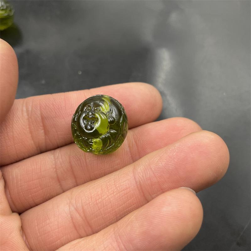Emerald Green Phantom Amber Buddha Head Beads Collection