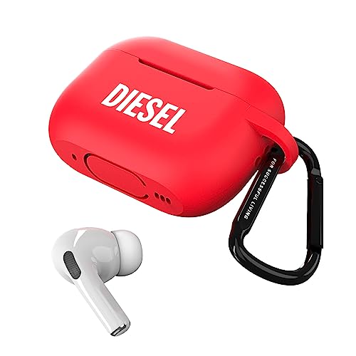 

DIESEL FOR SUCCESSFUL LIVING Сумісний з AirPods Pro / AirPods Pro 2, Стильний силіконовий чохол з карабіном (Червоний x Логотип бренду)