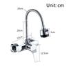 Balcony Rotary Kitchen Faucet, Hot and Cold Faucet Is Installed In Double Stainless Steel Holes and 2-speed Bubbler