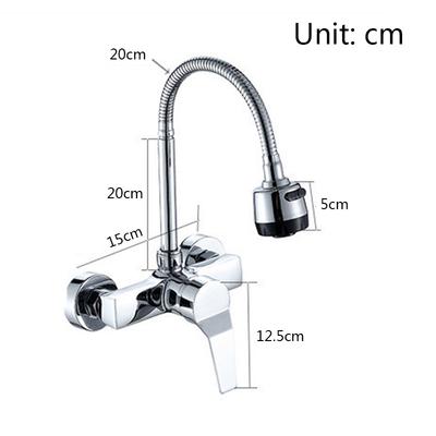 Balcony Rotary Kitchen Faucet, Hot and Cold Faucet Is Installed In Double Stainless Steel Holes and 2-speed Bubbler