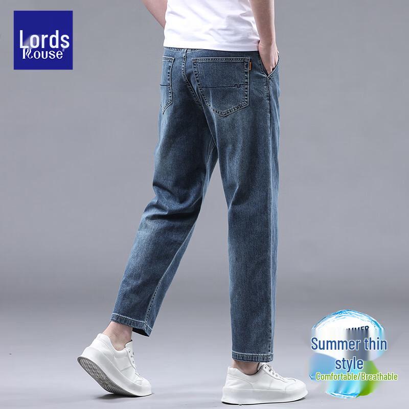 LUOZI Men's Straight-Leg Summer Cotton Jeans