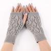 Short Hollow Leaf Gloves New Autumn and Winter Knitted Fingerless Wool Sleeves for Men and Women Warm Arm Covers
