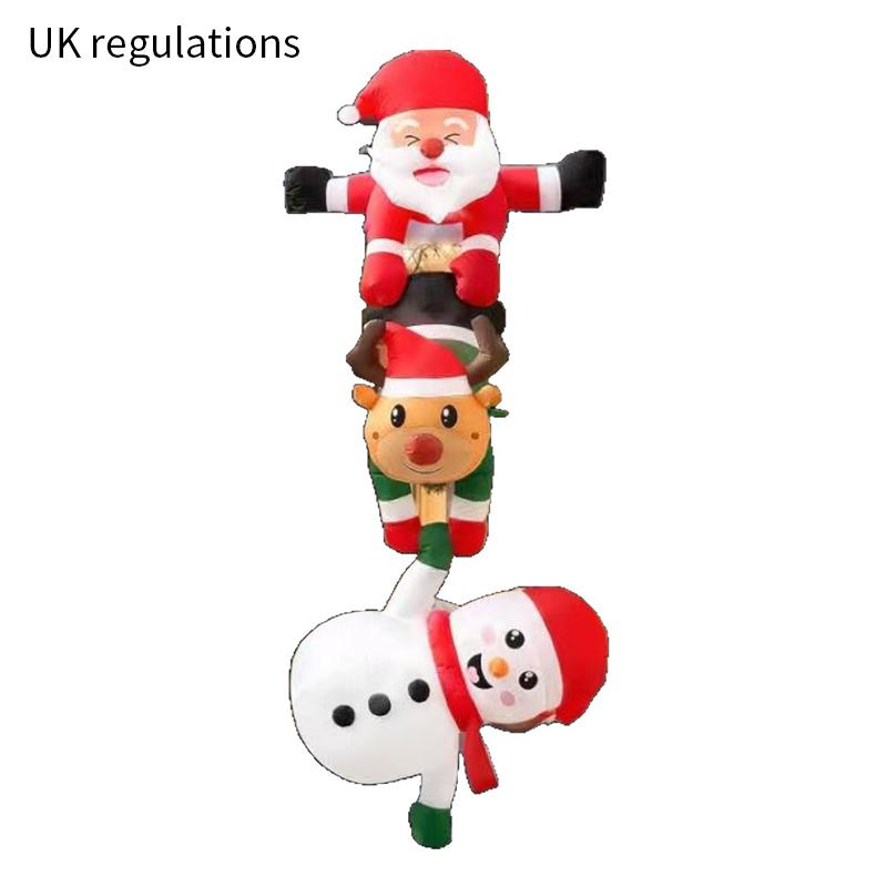 

Christmas Three Inflatables Decor Climbing Santa Claus With Reindeer & Snowman Decor For Beam Roof Tree Indoor Festival Party 10inch