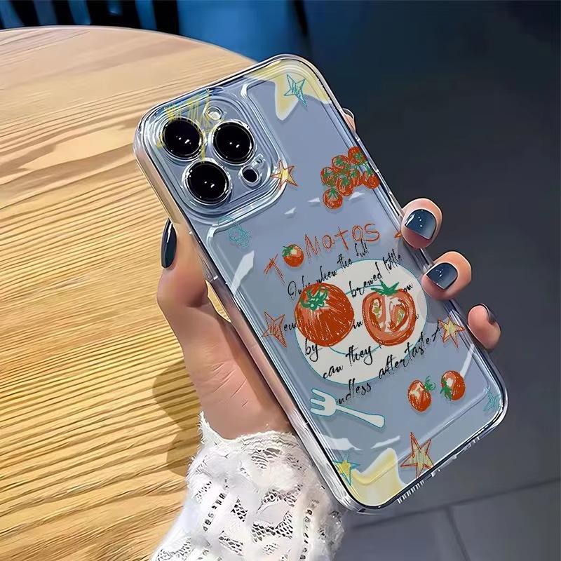 Graffiti Tomato Transparent Phone Case For Samsung Galaxy S26 S24 S25 S23 Ultra S22 S21 S20 Plus FE A50 A71 A72 Soft TPU Cover