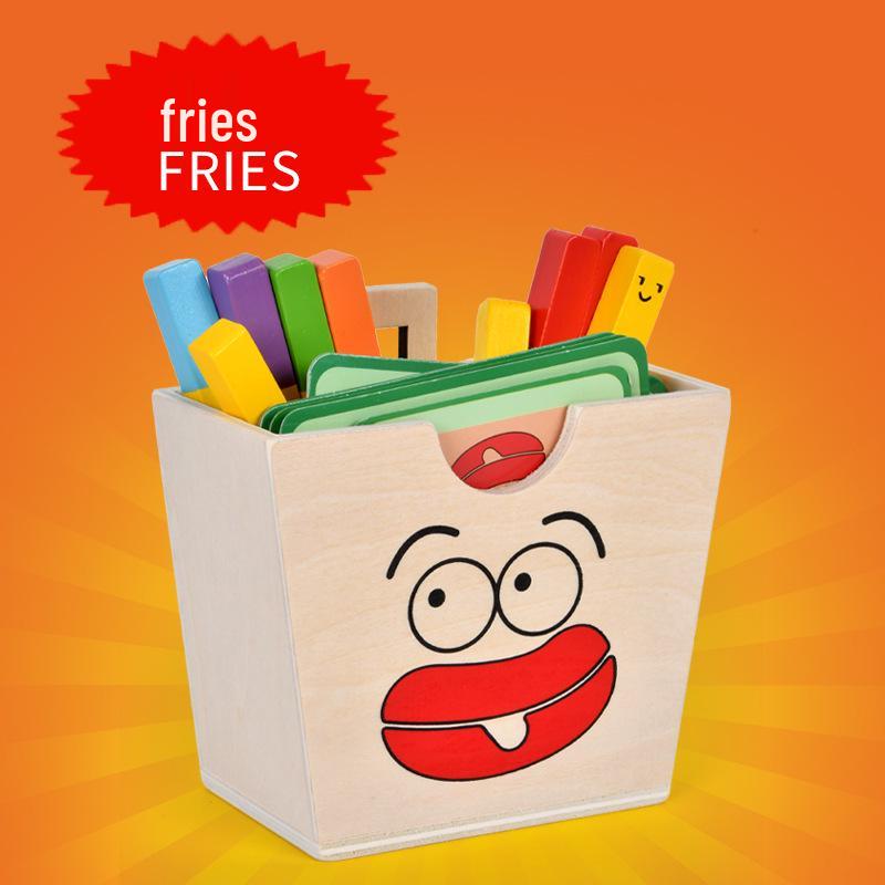 Wooden Play Food Set: Burger, Fries, Sandwich - Educational Assembly & Cutting Toy for Kids