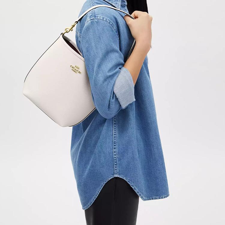 Coach City 17 Solid Color Metal Logo Leather Bucket Bag Women bags White CT801-IMCHK