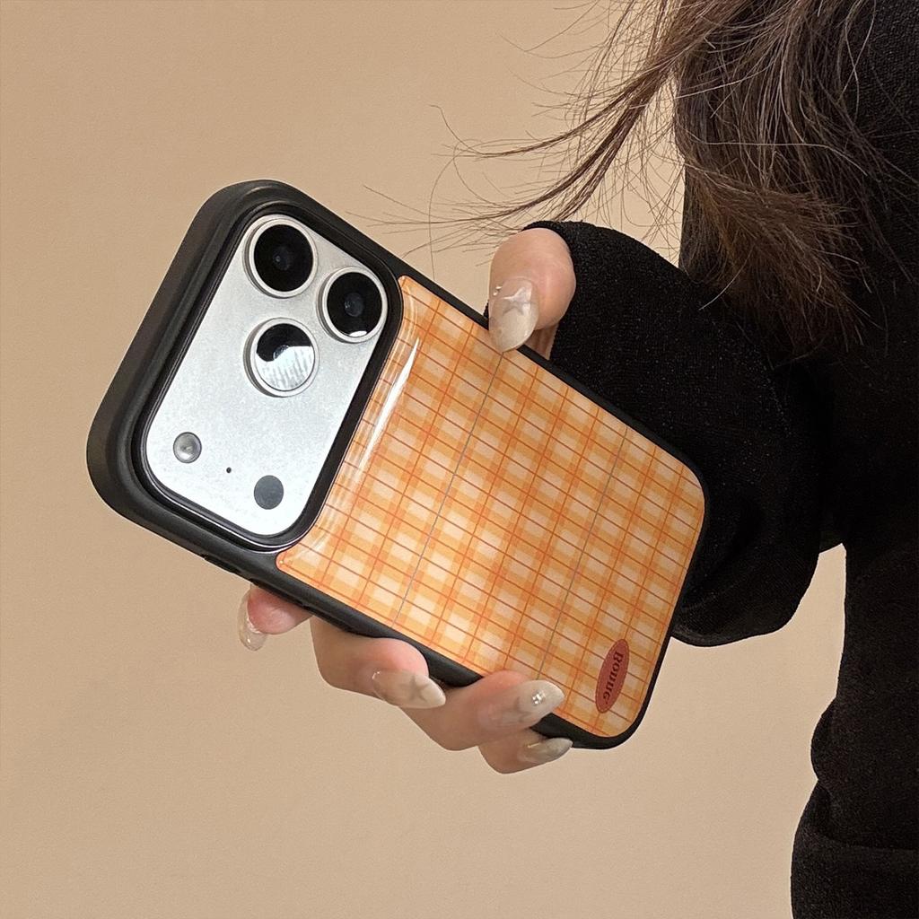 Orange Grid Pattern Phone Case for Apple iPhone 15/13/17 Promax
