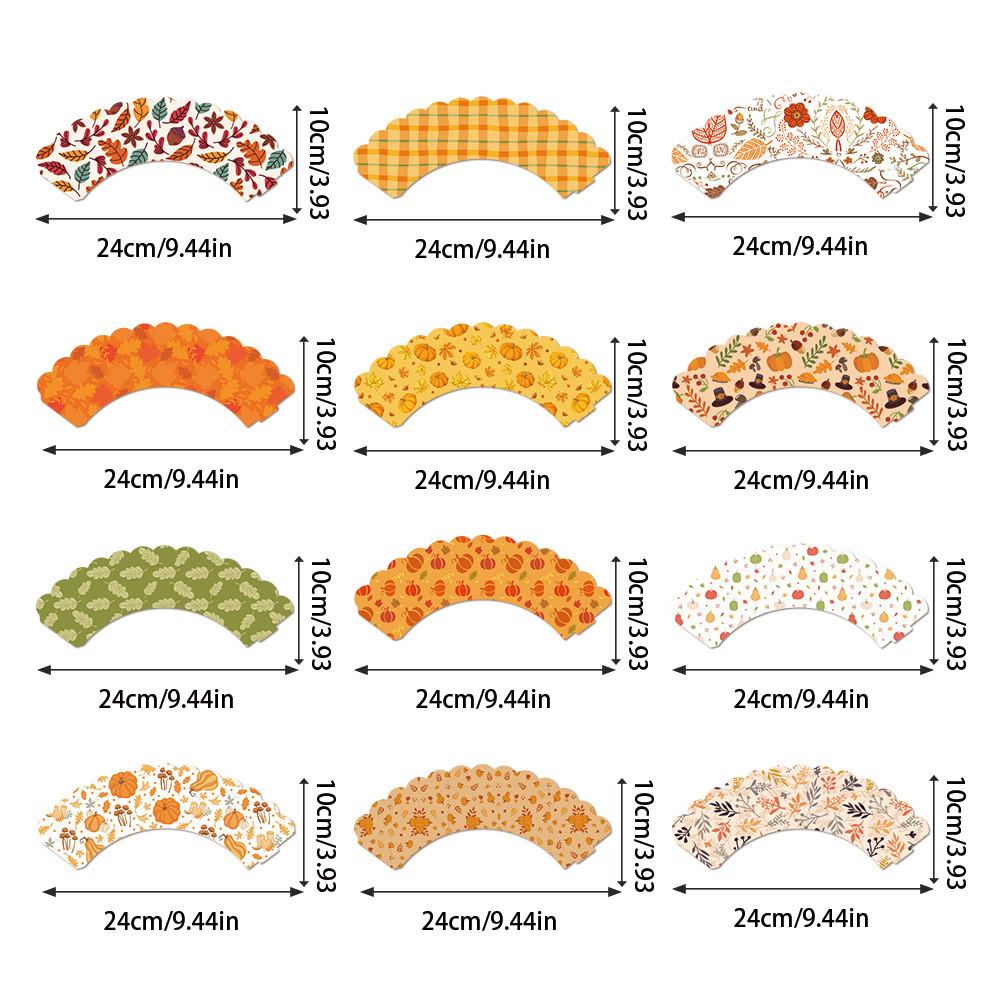 Thanksgiving Themed Pumpkin Leaf Pattern Paper Cake Border Props Decoration