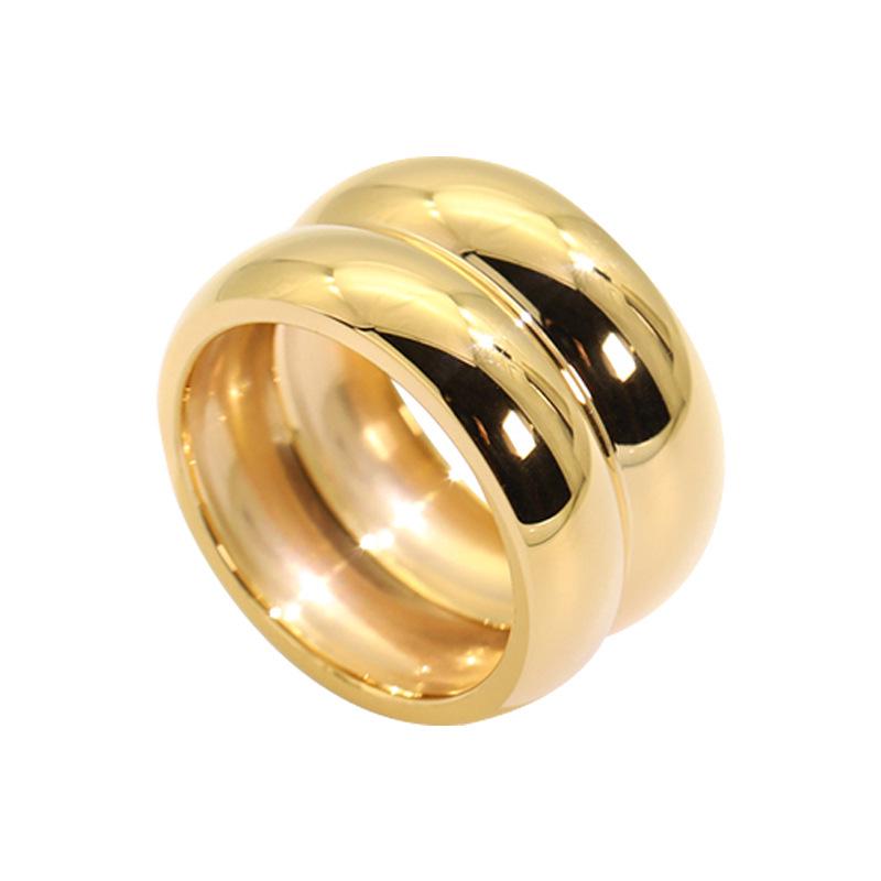 18K Gold-Plated Titanium Steel Wide Band Ring for Women