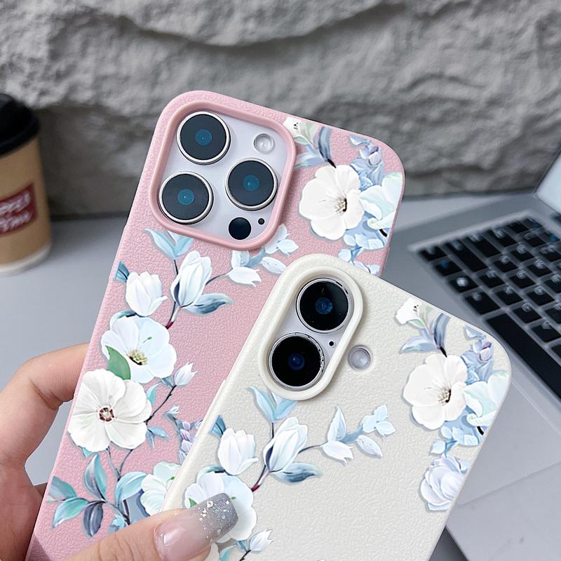 Matte TPU Leather Texture Slim Phone Case For iPhone 16 Pro Max 15 Pro 14 13 12 11 Bowknot Pattern Shockproof Soft Bumper Cover