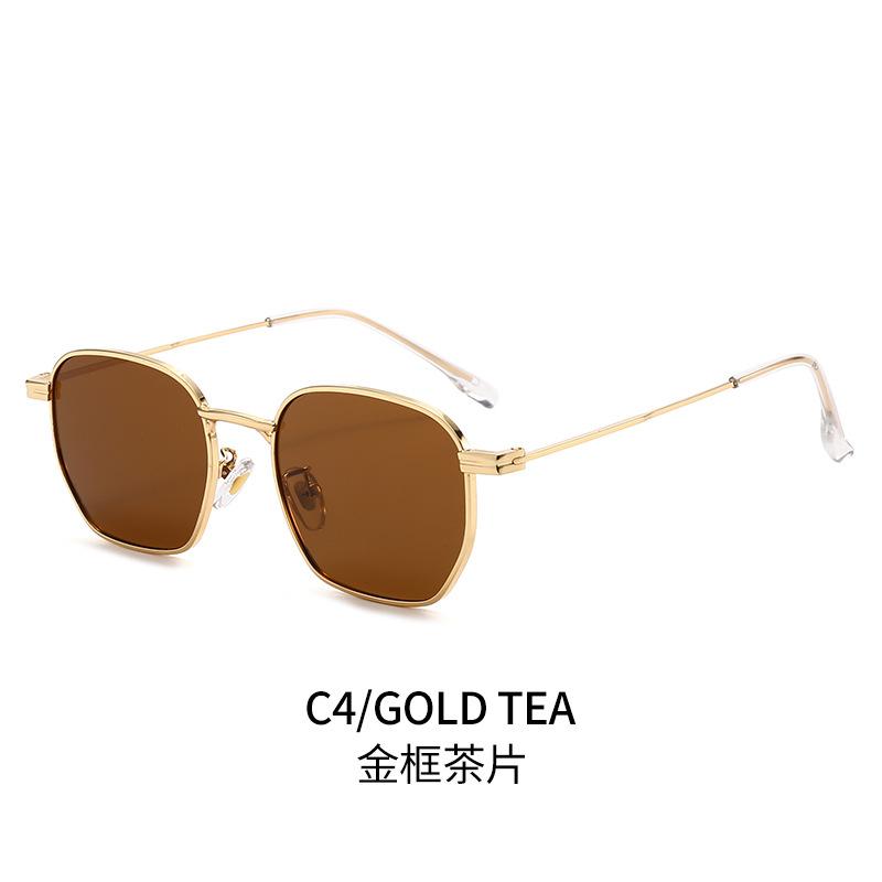 Stylish Metal Square Sunglasses for Women Men UV Protection Flat Lens Glasses Chic Trendy Look