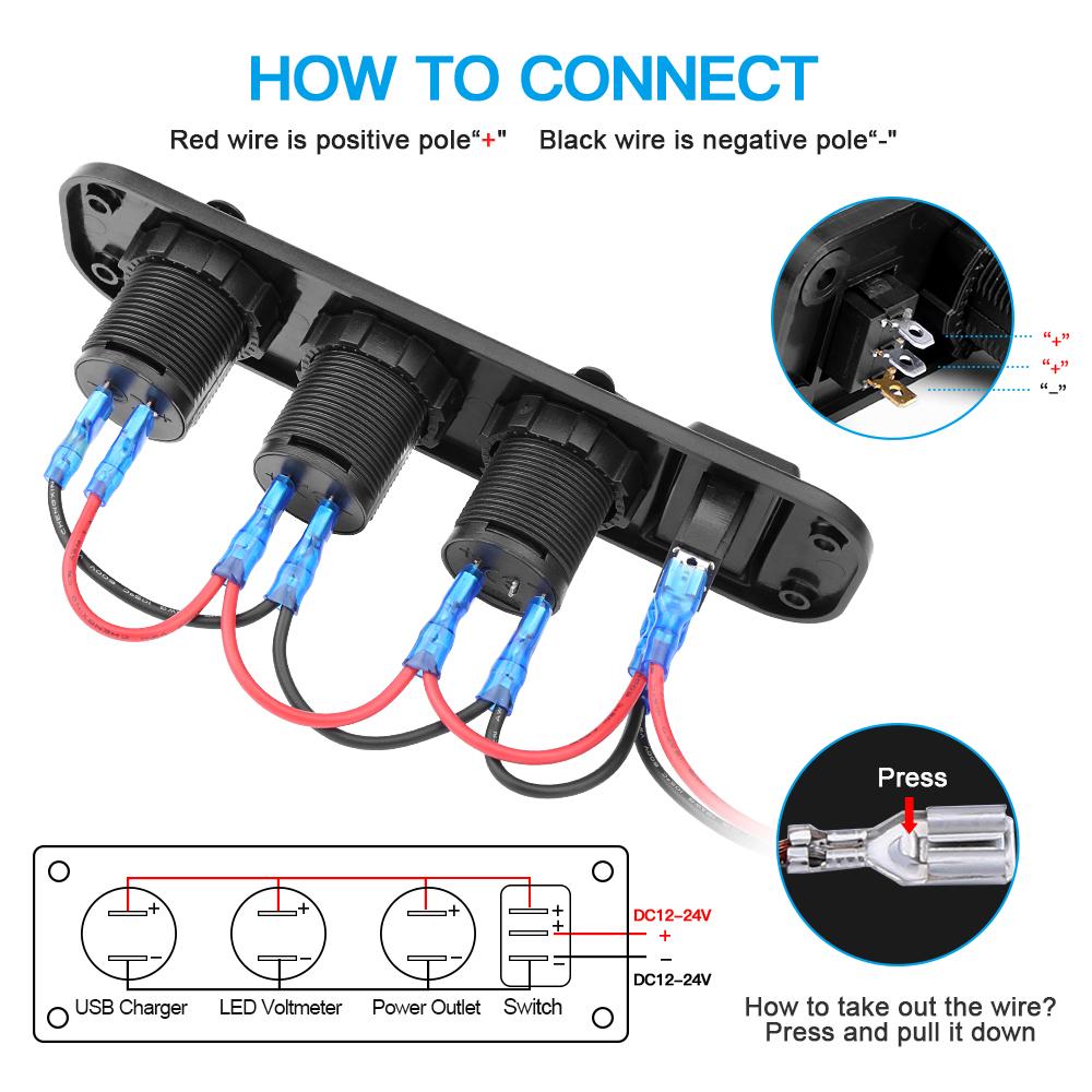 12V/24V Dual USB Charger Power Socket Adapter Splitter Car Truck Boat Waterproof Electronic Charger