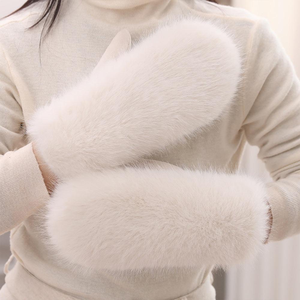 Keep Warm Plush Gloves Fleece Lining Faux Fur Mittens Cute Winter Gloves  Winter Season